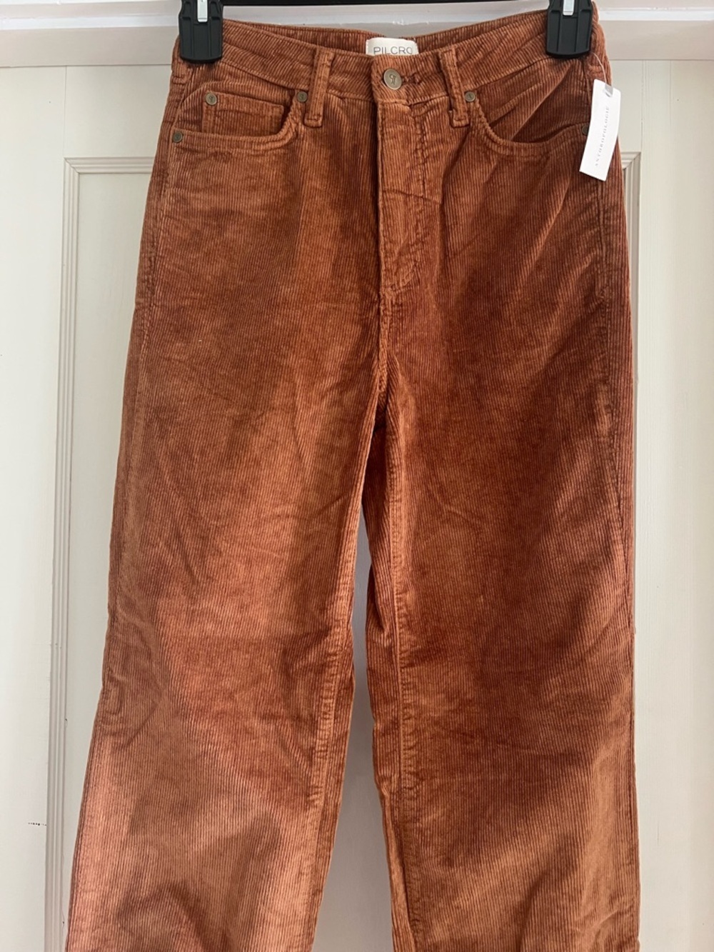 Pilcro The Scotty Cuffed High-Rise Straight-Leg Corduroys In Brown Size 26 NWT - Picture 3 of 13
